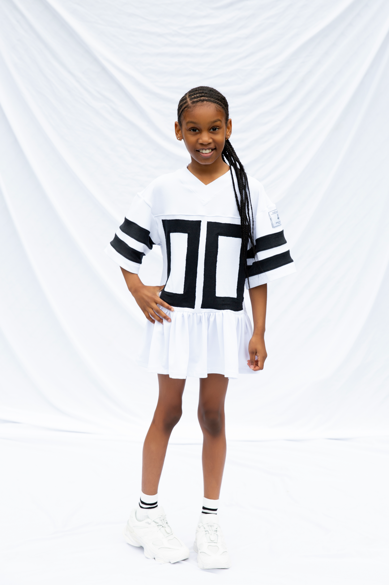 black and white jersey dress Belle Breton-Stripe Compact Jersey Dress